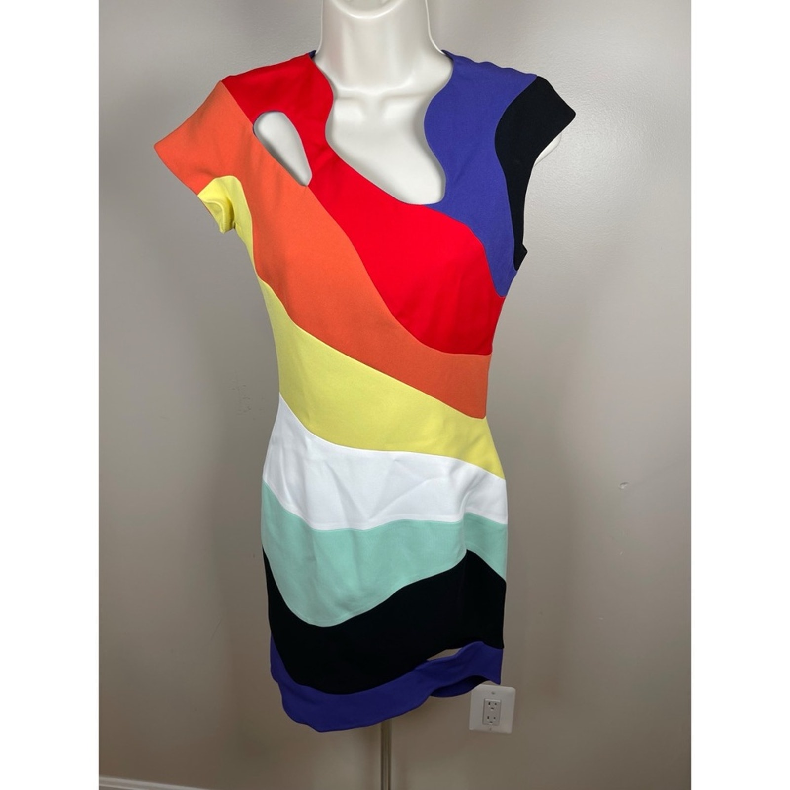 Mugler Technical Cady Rainbow Cutout Wave Mini Dress Size 2 — image 4 of 8